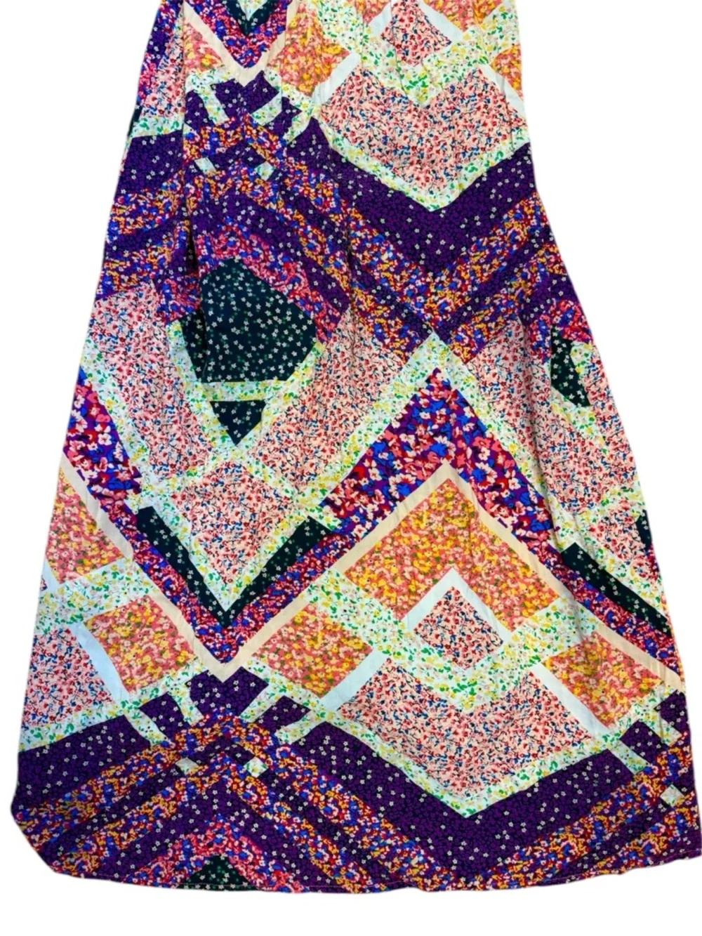 Colorful Sundress Side Slits Floral Slip Maxi Dress- Feminine, Hippie Boho S/M - Picture 5 of 11